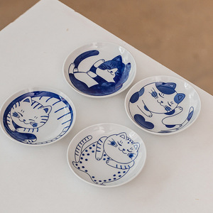 Plato de cerámica para aperitivos con diseño de gato, bonito y divertido, plato para salsas, vinagre y condimentos, juego de 4 piezas - Product Image 2