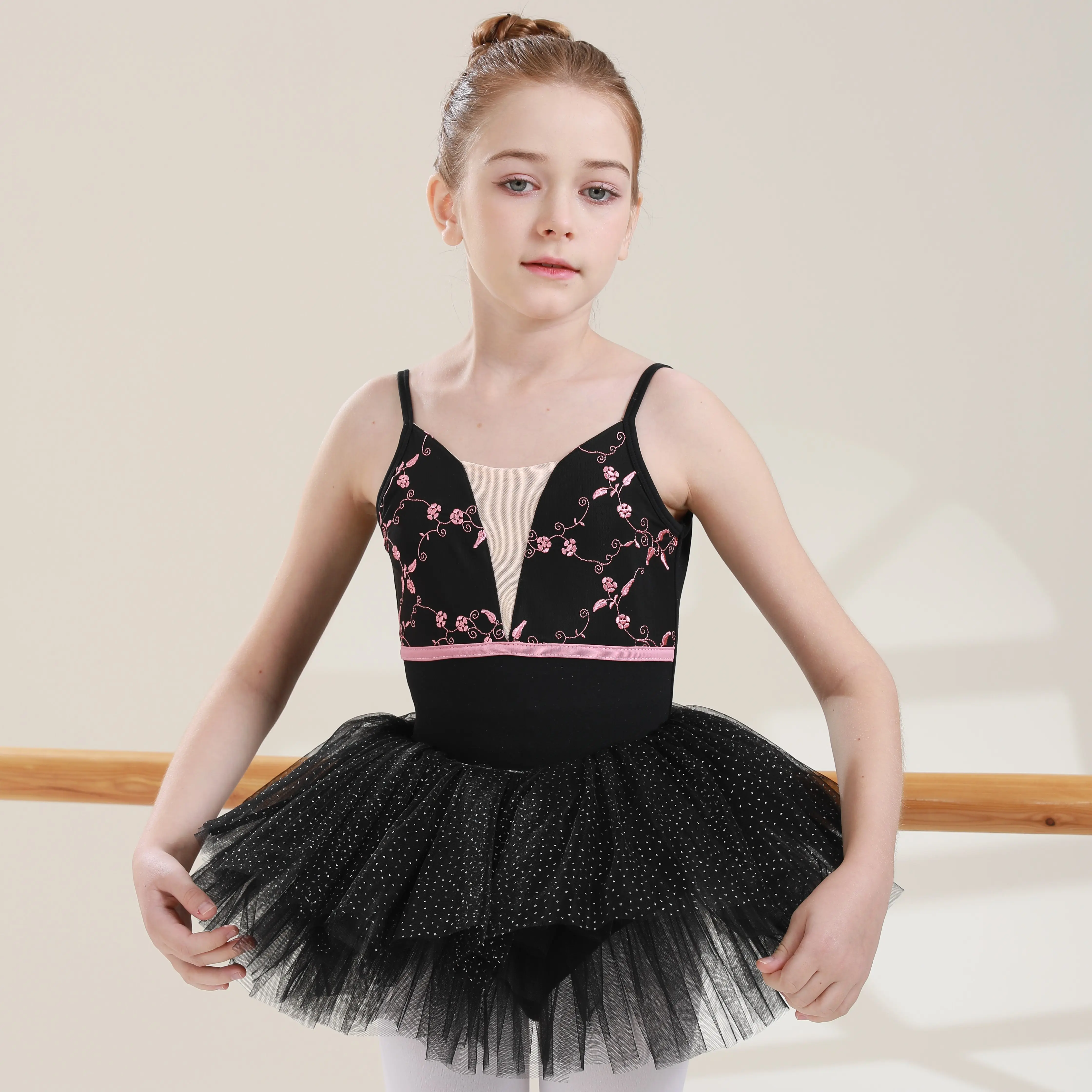 2024 été nouvelle Offres Spéciales à venir prix promotionnel vert clair populaire broderie maille filles danse ballet tutu robe