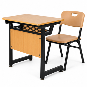 Bureau et Banc Connectés Modernes Double en Bois <span class=keywords><strong>pour</strong></span> Adultes Table-Banc de Lycée Table et Chaise d'École <span class=keywords><strong>pour</strong></span> Étudiant - Product Image 5