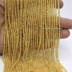 Cuentas de piedras preciosas Rondelle facetadas de zafiro amarillo precioso Natural de 3mm para hacer joyas a precio de fábrica del fabricante - Product Image 1