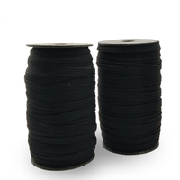 Bande élastique tressée en polyester 100% écologique pour textiles de maison et sacs, noir et blanc, rouleau de 200 yards