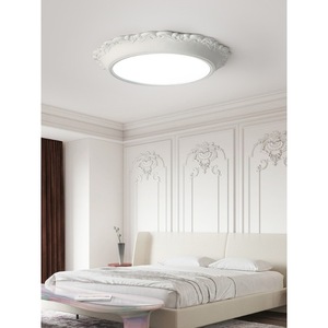 Plafonnier de luxe style rétro français crème pour chambre principale, salon et bureau, luminaire décoratif en relief - Product Image 4