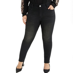 Pantalones vaqueros elásticos de mezclilla negros de talla grande, de cintura media, ajustados, tipo lápiz, para mujer/mamá, al por mayor - Product Image 2