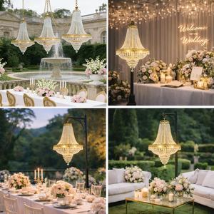 Lustres de <span class=keywords><strong>plafond</strong></span> de luxe rechargeables à télécommande pour décoration de <span class=keywords><strong>mariage</strong></span> à la française, avec rideau de perles de cristal, pour aménagement d'événements - Product Image 2