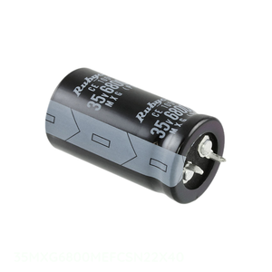 Condensador de canal del fabricante, de montaje a través de orificio, 6800 uF 35MXG6800MEFCSN22X40, de aluminio, 6800UF 20% 35V, tipo SNAP TH - Product Image 1