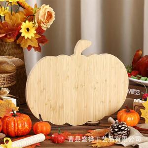 Tabla de cortar de calabaza, bandeja de madera para servir, para exhibición de comida en fiestas de Halloween, plato reutilizable para queso y pan, vajilla decorativa - Product Image 2
