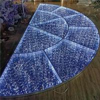 Nouvelle Arrivée Décoration de Piste de Danse de Mariage Effet 3D en Aluminium et Verre Trempé Lumières LED de Scène pour Centre de Mariage