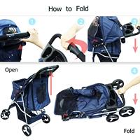 Remorque de luxe pour animaux de compagnie à 4 roues avec éclairage de sécurité, chariot de voyage pliable et extensible en plastique pour chiens et chats