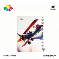 Organiseur à spirales A5 personnalisé ColorFly avec couverture rigide, options multicolores, pages lignées vertes, 50 feuilles