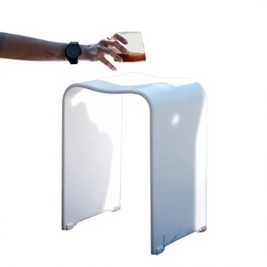 Tabouret de douche moderne en acrylique, siège de salle de bain autoportant, finition polie, double usage pour hôtels et appartements - Product Image 1