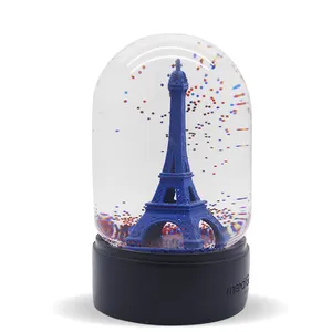 Customized Famous Tourist Attraction Water Globe Romantic Eiffel Tower Snow Globe For Souvenir Gift