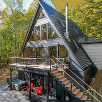 Kit de maison modulaire en bois de couleur, design moderne de luxe, forme triangulaire, panneau sandwich, écologique, pour habitation