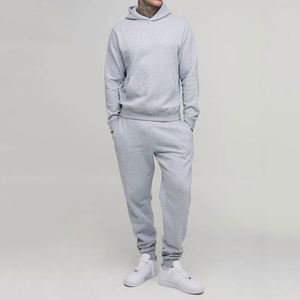 Ensemble de survêtement deux pièces pour homme, gris chiné, 100% coton, imprimé, streetwear, coupe slim, essentiel, personnalisé, avec sweat à capuche et pantalon de jogging - Product Image 4