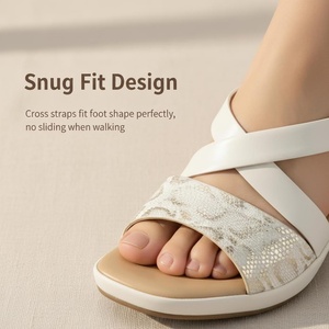 Sandalias Personalizadas Ca415-1 con Plataforma Baja y Tiras Cruzadas, PU y Tela Estampada, para Oficina y Viajes, Mercado Estadounidense - Product Image 4