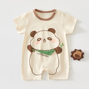 Body de verano de algodón fino de manga corta para bebé Panda, talla 6, para niños y niñas - Product Image 1