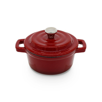 Casserole en fonte émaillée personnalisée Bright Houseware, design mignon et écologique, diamètre du couvercle 10 cm, compatible avec toutes les cuisinières