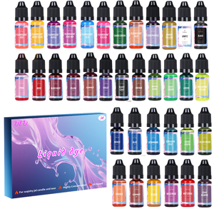 Juego de tintes líquidos DLD para hacer velas para Suqishy Jel para cera de gelatina | 36 colores vibrantes 10 ml/botella de larga duración - Product Image 1