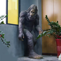 Support personnalisé animal grandeur nature gorille en fibre de verre grande taille statue de gorille sculpture pour parc décoration extérieure de jardin