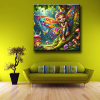 Fee mit Bunten Flügeln Schöne Blumen Schmetterling Diamant-Malerei Landschaft Diamant-Stickerei Strass-Malerei ASF3069
