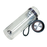 Bouteille à thé portable en verre borosilicate avec filtre en acier inoxydable, couvercle anti-fuite, infuseur à thé, tasse pour les voyages et le bureau