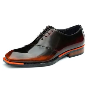 Zapatos Formales Italianos de Punta Cuadrada para Hombre, Marca de Lujo, Hechos a Mano, Bordados, con Cordones, para Otoño, Negocios, Fiestas y Eventos Sociales - Product Image 2