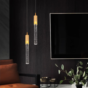Yaojia Lighting Crystal Pendant <b>Light</b> Gold Teardrop Round Cylinder Bedroom <b>Dining</b> Room Chandelier Modern Hanging Lamp - Product Image 4