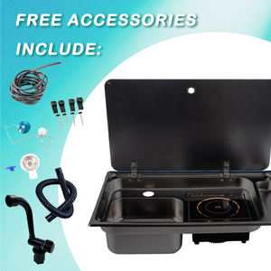 Fregadero de acero inoxidable con revestimiento negro integrado <span class=keywords><strong>JDA</strong></span> con cocina de inducción para RV, coche, autocaravana, yate, cocina, remolque marino, Camper - Product Image 6
