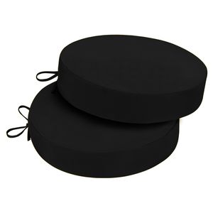 Outdoor Round Chair Cushion <b>Waterproof</b> Sponge Padding Patio Garden Seat Oval Black Machine Washable - Product Image 1
