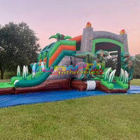 Videur gonflable commercial rebondissant enfants été maison rebondissante toboggans aquatiques combo avec fosse à balles et toboggan extérieur