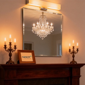 Large Frameless Wall <b>Mirror</b> for Bathroom Contemporary Design <b>Silver</b> Tempered Glass Wall Mounted Home Decor Supply - Product Image 2