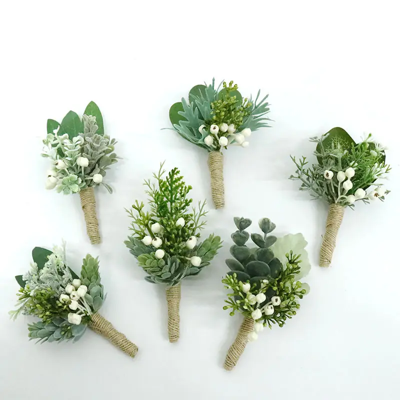 결혼식 녹색 신선한 꽃 장식 신부 코르사지와 손 꽃 결혼식 아름다운 액세서리