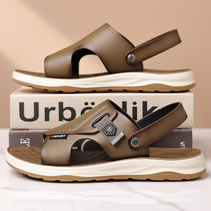 Sandalias planas para hombre, zapatos de playa con suela suave, color gris, negro, caqui, estilo deportivo juvenil, calzado cómodo de verano - Product Image 3