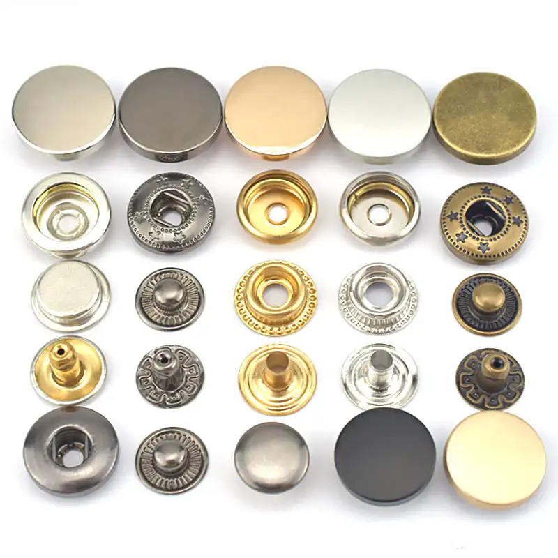 KAM 공장 사용자 정의 로고 만든 최고의 품질 황동 금속 네 부품 스냅 버튼/금속 스냅 버튼