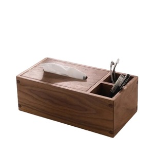 Boîte à mouchoirs en bois de noyer noir, bois massif, luxe léger, convient pour chambre à coucher, salon, maison, table basse créative, salle à manger - Product Image 4