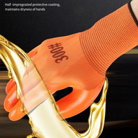 Oranye 300 #   Sarung Tangan PVC Setengah Celup, Tahan Lama, Tahan Air, Minyak, Asam-Alkali untuk Pekerjaan Industri