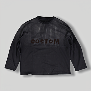 Camiseta de Manga Larga con Lavado Ácido y Logotipo Personalizado de Alta Calidad, Sudadera Extra Grande para Hombre, Venta Caliente - Product Image 3