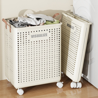 Panier à linge en plastique pliable personnalisé avec roulettes Panier de rangement pliable pour vêtements sales et jouets pour la salle de bain