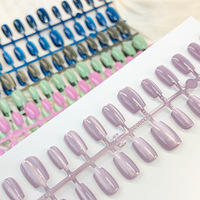 Faux ongles courts œil-de-chat pré-dessinés, couleur unie, style doux, amovibles, prêts à poser, pour la vente en gros