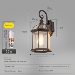 Outdoor Wall Mount Aluminum Alloy <b>Lantern</b> Tempered Glass Diffuser 3500K Warm White <b>Light</b> <b>Solar</b> Powered LED Garden Use Waterproof - Product Image 3