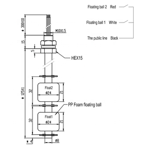 10w /50W 리드 센서에 의한 125mm 물 탱크 마그네틱 플로트 스위치 - Product Image 2
