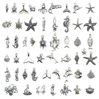 Breloques en alliage étoile de mer et hippocampe, série Océan, faites à la main, pour colliers et bracelets DIY, fournitures de bijoux en gros direct usine