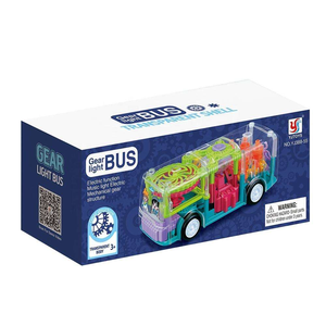 Juguete de Coche de Autobús Eléctrico Transparente de Plástico con Engranajes, Luces Intermitentes Giratorias y Música - Product Image 5