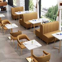 Meubles de restauration rapide commerciaux Burger poulet frit café Restaurant Pizza velours cuir stand canapé cantine Table et chaises ensemble