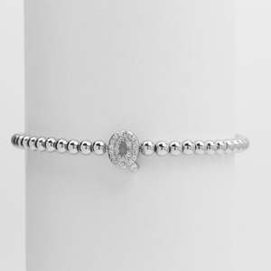 Venta al por mayor de pulseras populares de moda de latón con letras de circón incrustadas DIY letras encantos pulsera de cuentas de cuerda elástica para mujer joyería - Product Image 5