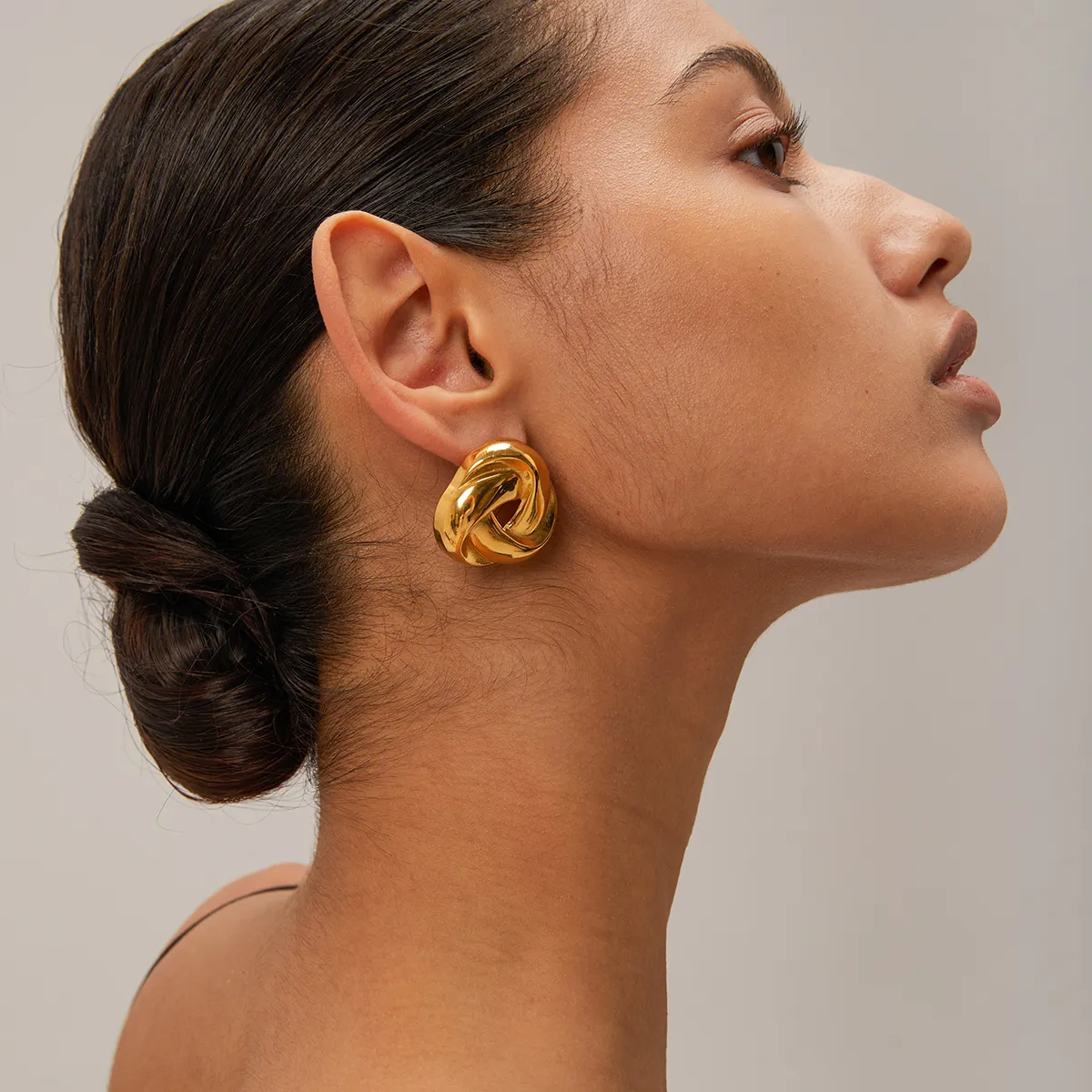 J&D Dainty Stainless Steel Small Gold Earrings Designs For Women Jewelry Vintage Braided Stud Earrings