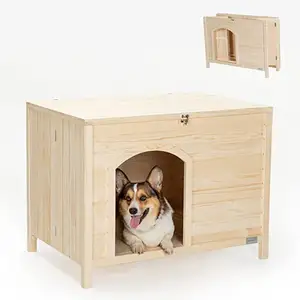 Morden Outdoor Pet Cages Waterproof Cat Dog House Breathable Wooden Cat House Animal Pattern Solid Design