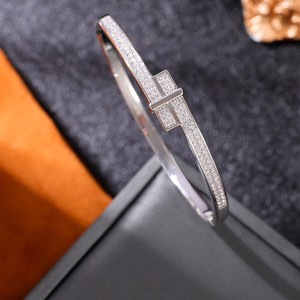Women's Fashion <b>Bangle</b> <b>Copper</b> Alloy Zircon Inlay Gold And Silver Party Jewelry Micro Insert Open Style - Product Image 4