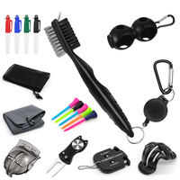 Lot de 17 accessoires de golf populaires et pratiques en gros, comprenant un marqueur de balle de golf et son support, des tees, une brosse à club, etc.