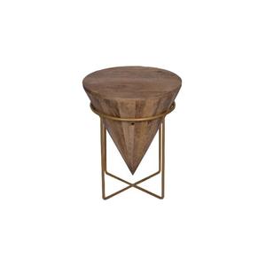 Modern Wood Cone <b>Console</b> <b>Table</b> with <b>Gold</b> Metal Cross Base Living Room Furniture - Product Image 5
