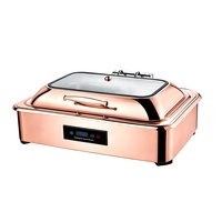 Plat chauffant électrique à affichage numérique 9L en acier inoxydable or rose pour buffet d'hôtel 400W 220-240V
